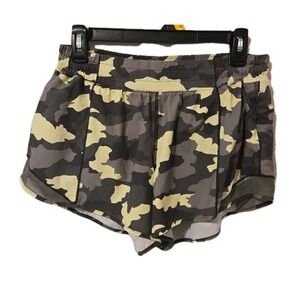 Lululemon Women's Hotty-Hot Shorts Heritage Camo Green Lined Stretchy Size 10
